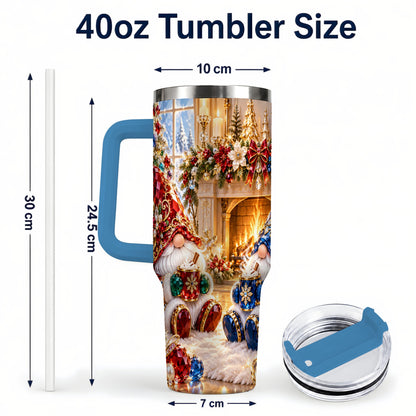 #pl[40oz|Blue] Gemstone Gnome Tumbler 40oz, Holiday Tumbler, Stainless Steel Travel Cup