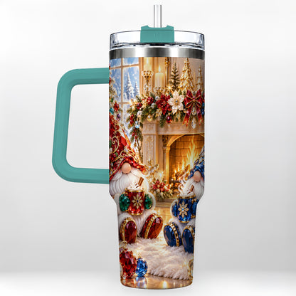 #pl[40oz|Green] Gemstone Gnome Tumbler 40oz, Holiday Tumbler, Stainless Steel Travel Cup