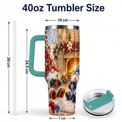 #pl[40oz|Green] Gemstone Gnome Tumbler 40oz, Holiday Tumbler, Stainless Steel Travel Cup
