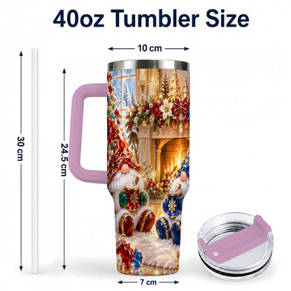 #pl[40oz|Pink] Gemstone Gnome Tumbler 40oz, Holiday Tumbler, Stainless Steel Travel Cup