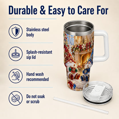 Gemstone Gnome Tumbler 40oz, Holiday Tumbler, Stainless Steel Travel Cup