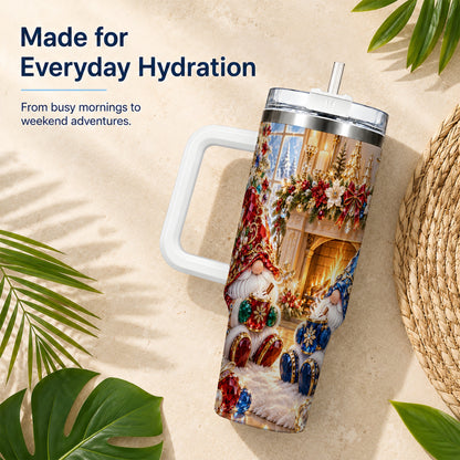 Gemstone Gnome Tumbler 40oz, Holiday Tumbler, Stainless Steel Travel Cup