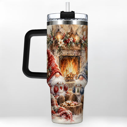 #pl[40oz|Black] Watercolor Gnome Tumbler 40oz, Winter Tumbler, Stainless Steel Travel Cup