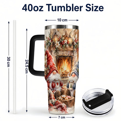 #pl[40oz|Black] Watercolor Gnome Tumbler 40oz, Winter Tumbler, Stainless Steel Travel Cup