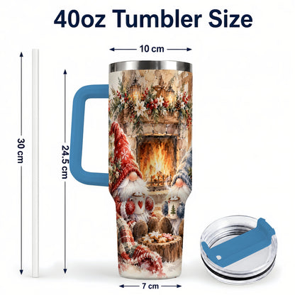 #pl[40oz|Blue] Watercolor Gnome Tumbler 40oz, Winter Tumbler, Stainless Steel Travel Cup
