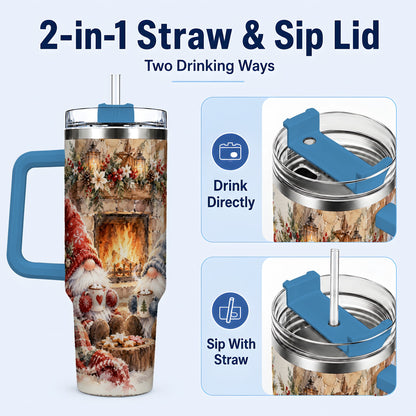 #pl[40oz|Blue] Watercolor Gnome Tumbler 40oz, Winter Tumbler, Stainless Steel Travel Cup