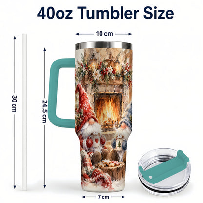 #pl[40oz|Green] Watercolor Gnome Tumbler 40oz, Winter Tumbler, Stainless Steel Travel Cup