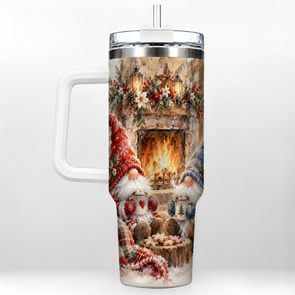 Watercolor Gnome Tumbler 40oz, Winter Tumbler, Stainless Steel Travel Cup