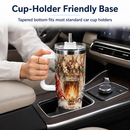 Watercolor Gnome Tumbler 40oz, Winter Tumbler, Stainless Steel Travel Cup