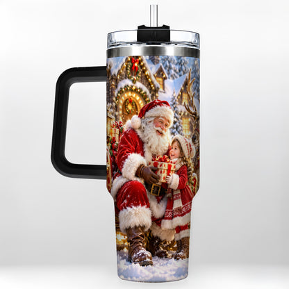 #pl[40oz|Black] Santa Reindeer Tumbler 40oz, Christmas Tumbler, Stainless Steel Travel Cup