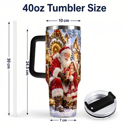 #pl[40oz|Black] Santa Reindeer Tumbler 40oz, Christmas Tumbler, Stainless Steel Travel Cup