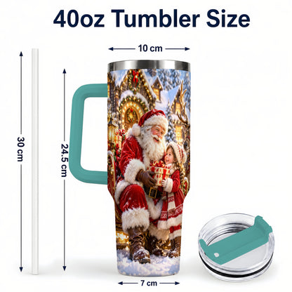 #pl[40oz|Green] Santa Reindeer Tumbler 40oz, Christmas Tumbler, Stainless Steel Travel Cup