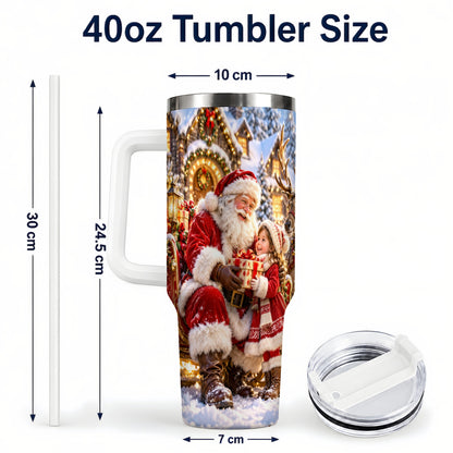#pl[40oz|White] Santa Reindeer Tumbler 40oz, Christmas Tumbler, Stainless Steel Travel Cup