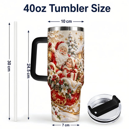 #pl[40oz|Black] Santa Sleigh Tumbler 40oz, Christmas Tumbler, Stainless Steel Travel Cup