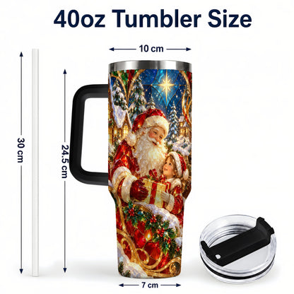 #pl[40oz|Black] Santa Gift Tumbler 40oz, Holiday Tumbler, Stainless Steel Travel Cup