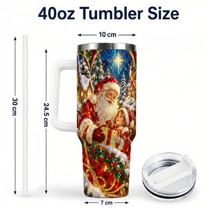 #pl[40oz|White] Santa Gift Tumbler 40oz, Holiday Tumbler, Stainless Steel Travel Cup