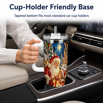 Santa Gift Tumbler 40oz, Holiday Tumbler, Stainless Steel Travel Cup