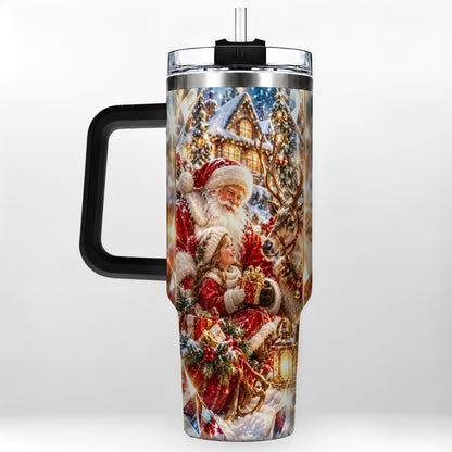 #pl[40oz|Black] Santa Village Tumbler 40oz, Winter Tumbler, Stainless Steel Travel Cup