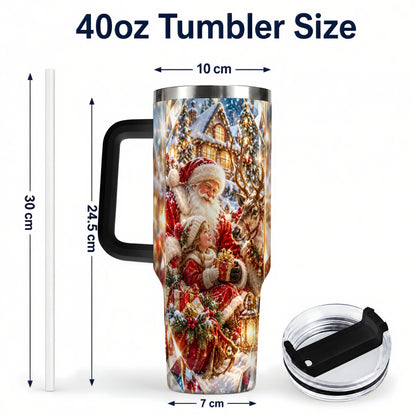 #pl[40oz|Black] Santa Village Tumbler 40oz, Winter Tumbler, Stainless Steel Travel Cup