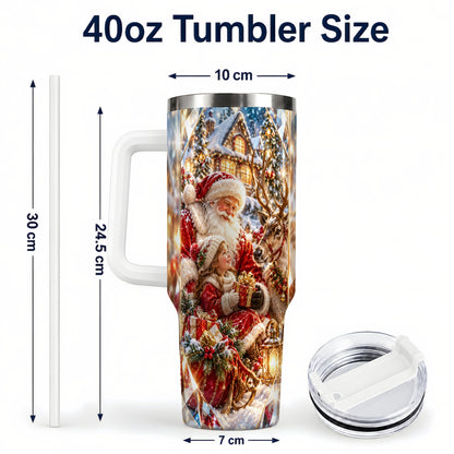 #pl[40oz|White] Santa Village Tumbler 40oz, Winter Tumbler, Stainless Steel Travel Cup