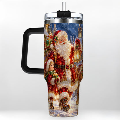 #pl[40oz|Black] Santa Lantern Tumbler 40oz, Holiday Tumbler, Stainless Steel Travel Cup