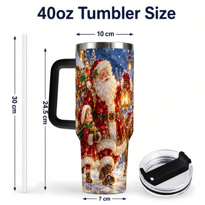 #pl[40oz|Black] Santa Lantern Tumbler 40oz, Holiday Tumbler, Stainless Steel Travel Cup