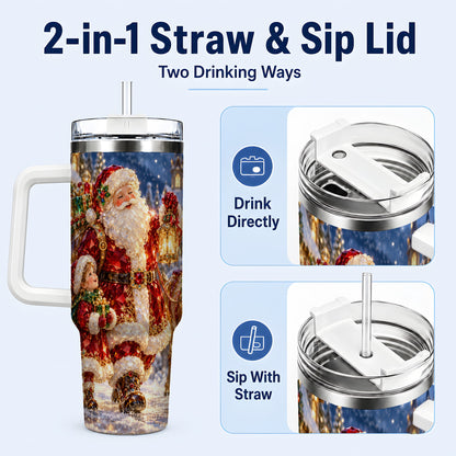 #pl[40oz|White] Santa Lantern Tumbler 40oz, Holiday Tumbler, Stainless Steel Travel Cup