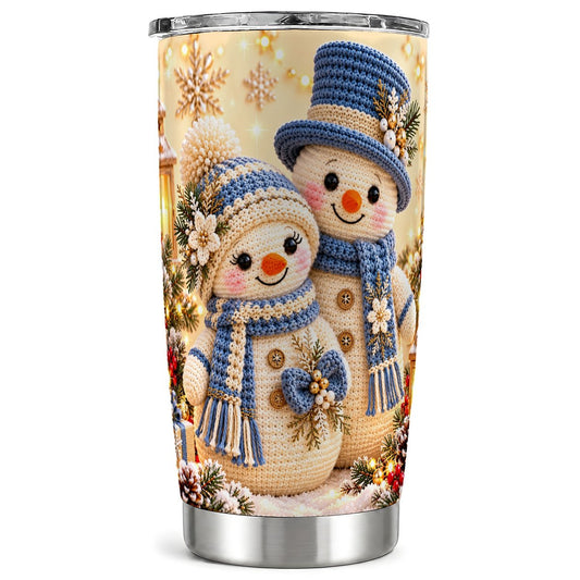 Blue Snowman Tumbler 20oz, Winter Tumbler, Stainless Steel Travel Cup