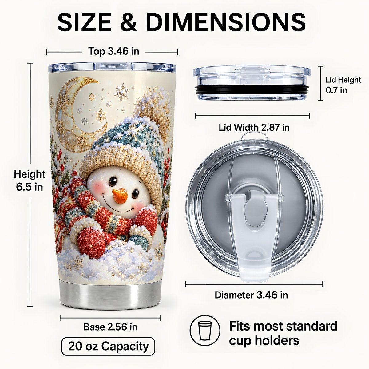 #pl[Steel] Cozy Snowman Tumbler 20oz, Winter Stainless Steel Travel Cup