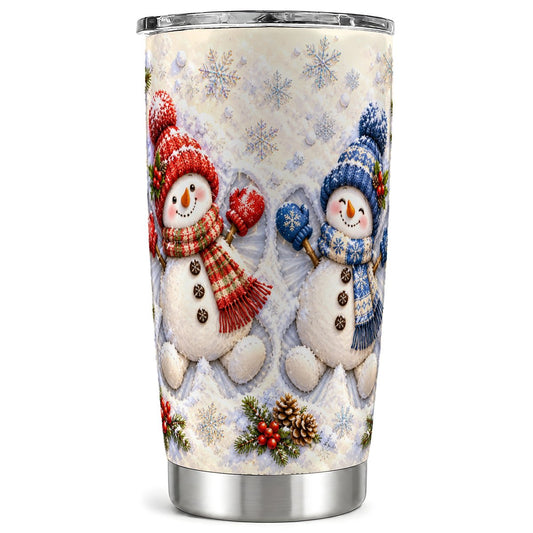 Snow Angel Tumbler 20oz, Winter Snowmen Tumbler, Stainless Steel Travel Cup