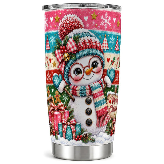 Christmas Snowman Tumbler 20oz, Holiday Stainless Steel Travel Cup