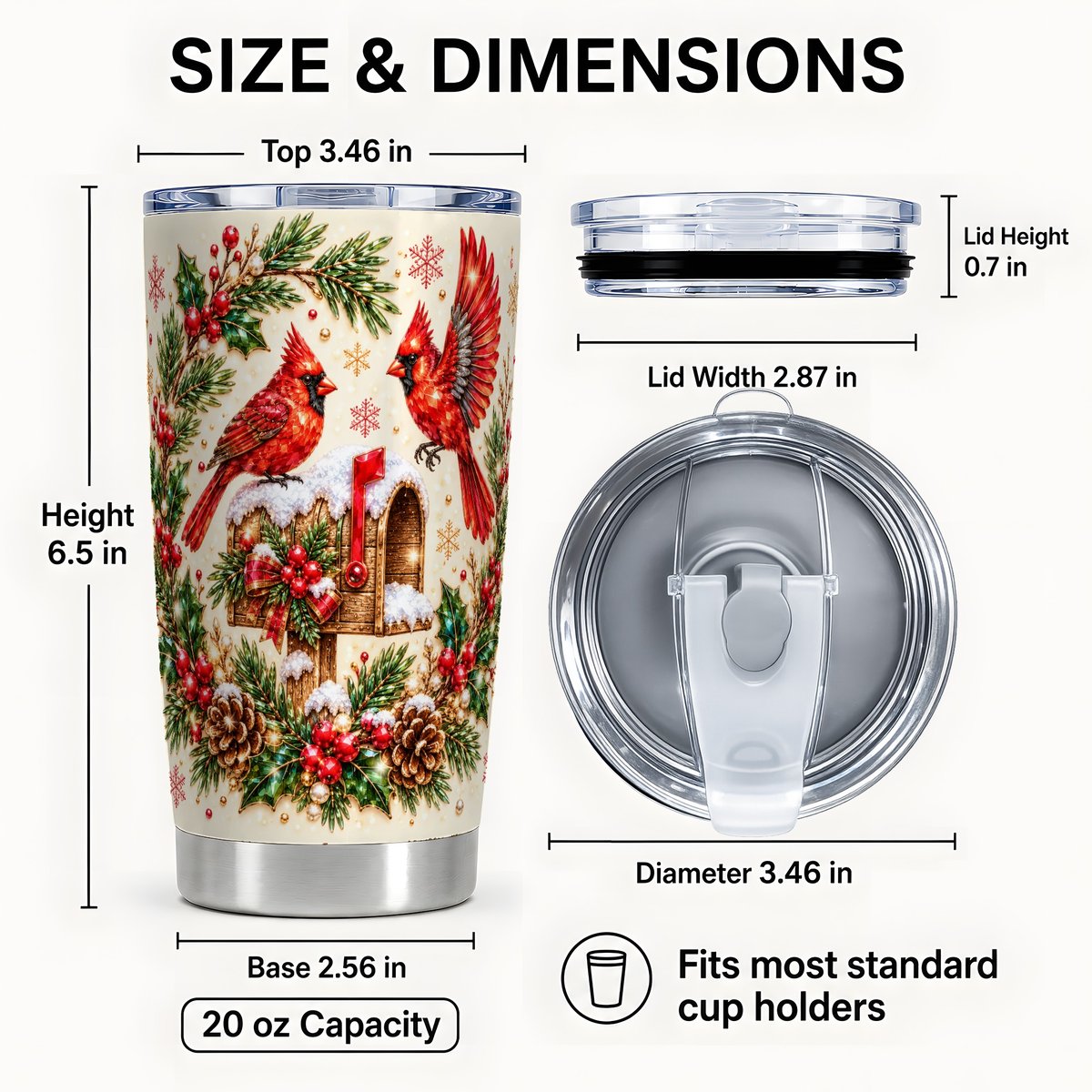 #pl[Steel] Cardinal Mailbox Tumbler 20oz, Bird Tumbler, Stainless Steel Travel Cup