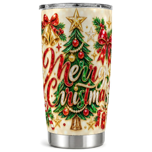 Gemstone Christmas Tumbler 20oz, Holiday Stainless Steel Travel Cup