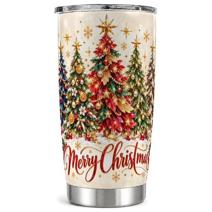 Christmas Forest Tumbler 20oz, Festive Stainless Steel Travel Cup