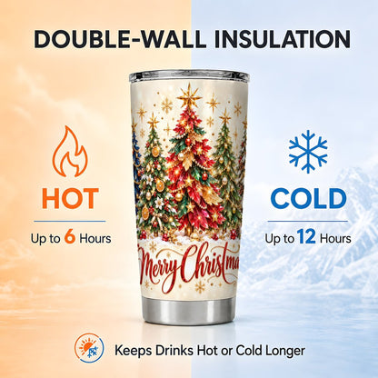 Christmas Forest Tumbler 20oz, Festive Stainless Steel Travel Cup