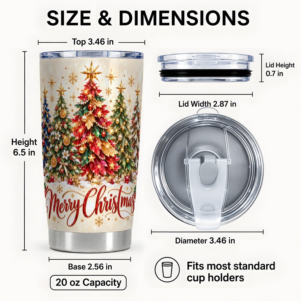#pl[Steel] Christmas Forest Tumbler 20oz, Festive Stainless Steel Travel Cup