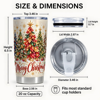 #pl[Steel] Christmas Forest Tumbler 20oz, Festive Stainless Steel Travel Cup