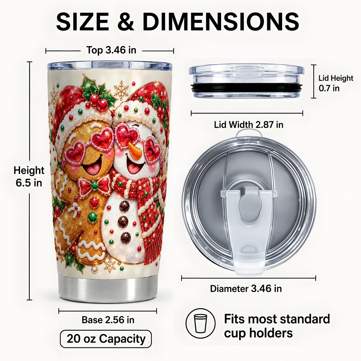 #pl[Steel] Gingerbread Snowman Tumbler 20oz, Holiday Stainless Steel Travel Cup
