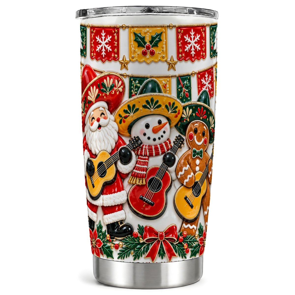 Christmas Mariachi Tumbler 20oz, Festive Tumbler, Stainless Steel Travel Cup