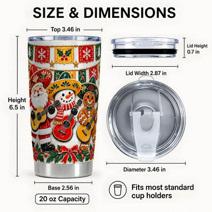 #pl[20oz|Steel] Christmas Mariachi Tumbler 20oz, Festive Tumbler, Stainless Steel Travel Cup