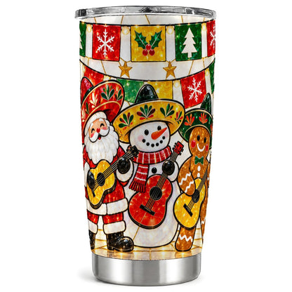 Stained Glass Tumbler 20oz, Christmas Music Tumbler, Stainless Travel Cup