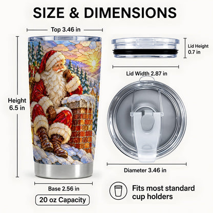 #pl[20oz|Steel] Santa Rooftop Tumbler 20oz, Winter Village Tumbler, Stainless Travel Cup