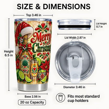 #pl[20oz|Steel] Christmas Fiesta Tumbler 20oz, Holiday Agave Tumbler, Steel Travel Cup
