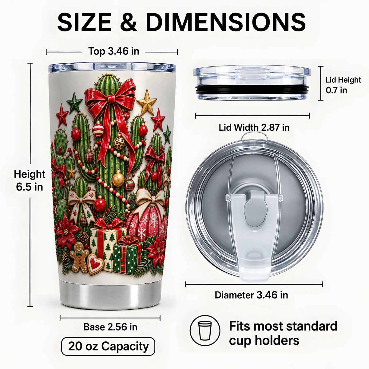 #pl[20oz|Steel] Christmas Cactus Tumbler 20oz, Festive Tumbler, Stainless Steel Travel Cup