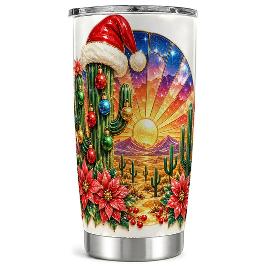 Santa Cactus Tumbler 20oz, Desert Tumbler, Stainless Steel Travel Cup