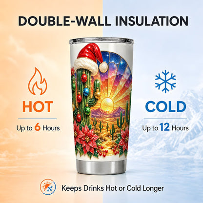 Santa Cactus Tumbler 20oz, Desert Tumbler, Stainless Steel Travel Cup