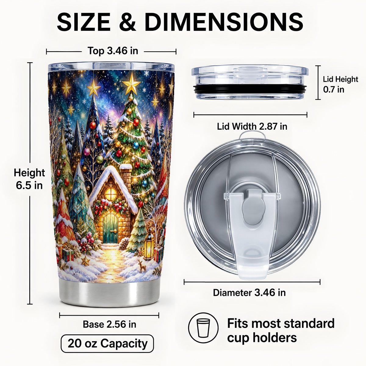 #pl[20oz|Steel] Snowy Forest Tumbler 20oz, Christmas Tumbler, Stainless Steel Travel Cup