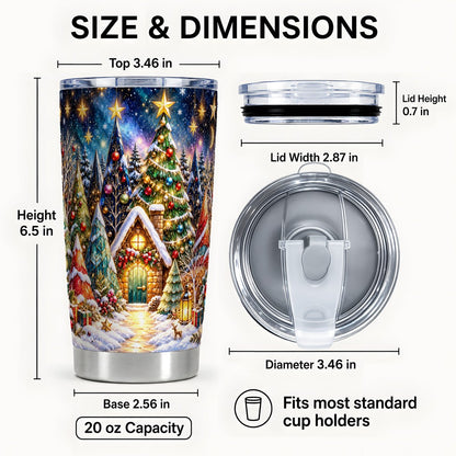 #pl[20oz|Steel] Snowy Forest Tumbler 20oz, Christmas Tumbler, Stainless Steel Travel Cup