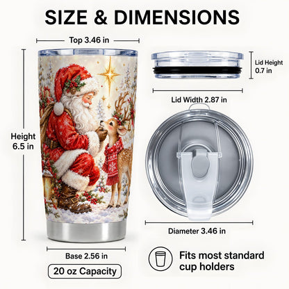 #pl[20oz|Steel] Santa Reindeer Tumbler 20oz, Snowy Stainless Steel Travel Cup