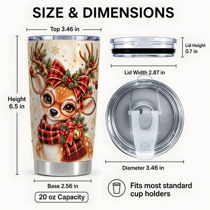 #pl[20oz|Steel] Plaid Reindeer Tumbler 20oz, Christmas Stainless Steel Travel Cup